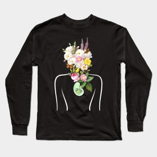 My Body Is Plant Powered | White outline Long Sleeve T-Shirt